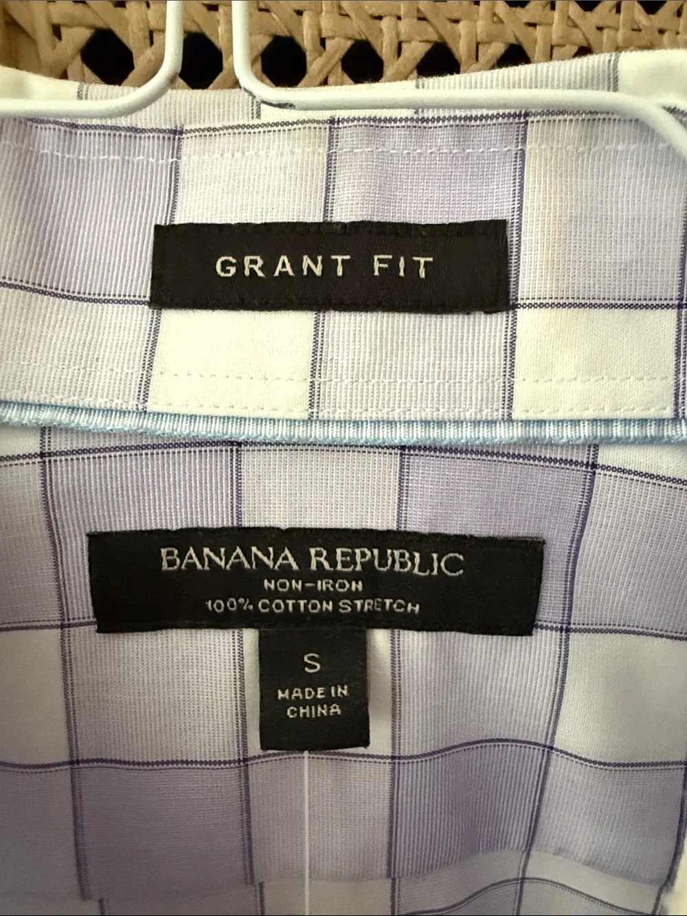 Banana Republic Men’s Lavender and White Windowpane Dress Shirt